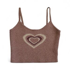 La Hearts Brown Heart Knit Camisole